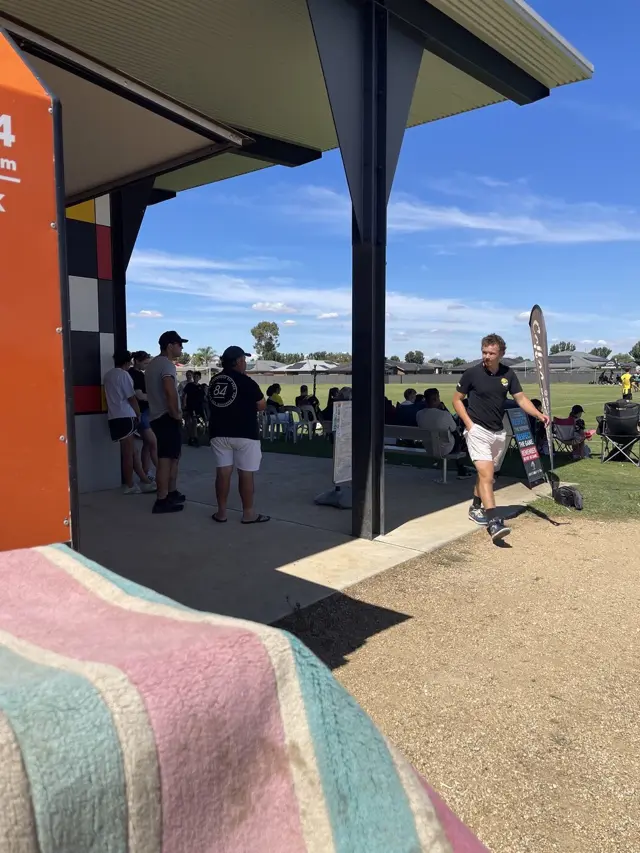 Upside Down Coffee on the Go van set up and serving at a regional market event in northern Victoria